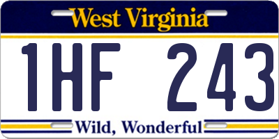 WV license plate 1HF243