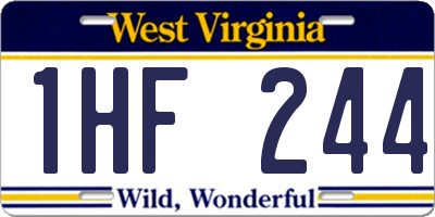 WV license plate 1HF244