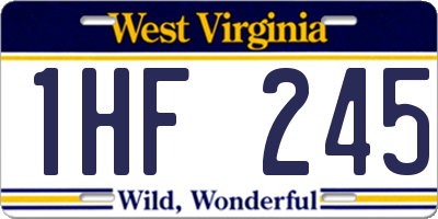 WV license plate 1HF245