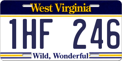 WV license plate 1HF246