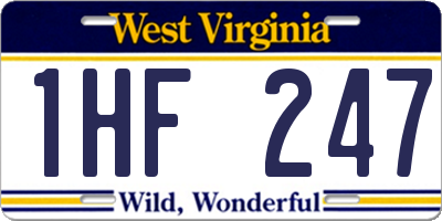 WV license plate 1HF247