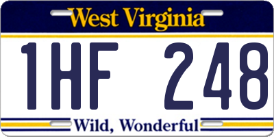 WV license plate 1HF248