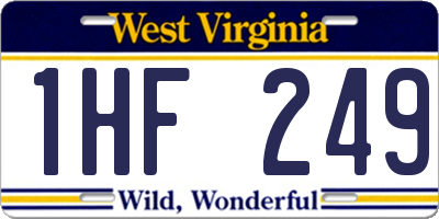 WV license plate 1HF249