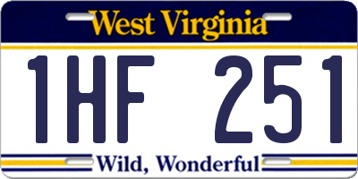 WV license plate 1HF251