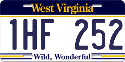 WV license plate 1HF252