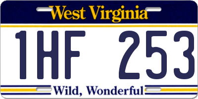 WV license plate 1HF253