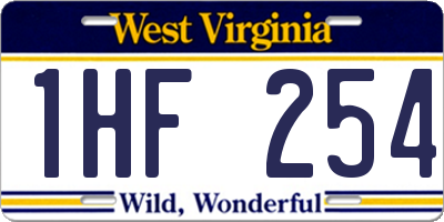 WV license plate 1HF254