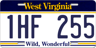 WV license plate 1HF255