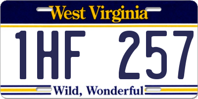 WV license plate 1HF257