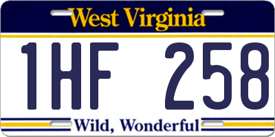 WV license plate 1HF258