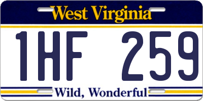 WV license plate 1HF259