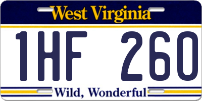 WV license plate 1HF260