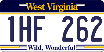 WV license plate 1HF262