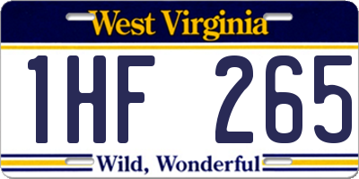 WV license plate 1HF265