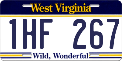 WV license plate 1HF267