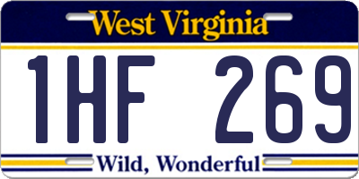 WV license plate 1HF269