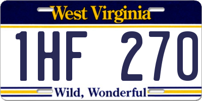 WV license plate 1HF270