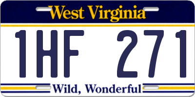 WV license plate 1HF271