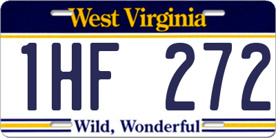 WV license plate 1HF272