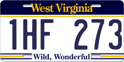 WV license plate 1HF273