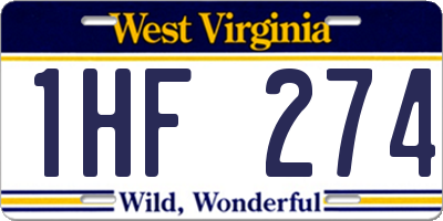 WV license plate 1HF274