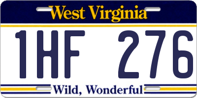 WV license plate 1HF276