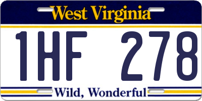 WV license plate 1HF278