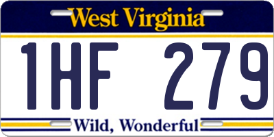 WV license plate 1HF279