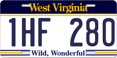 WV license plate 1HF280