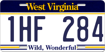 WV license plate 1HF284