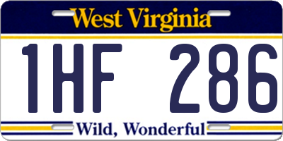 WV license plate 1HF286