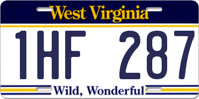 WV license plate 1HF287