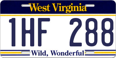 WV license plate 1HF288