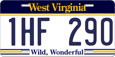 WV license plate 1HF290
