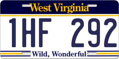 WV license plate 1HF292