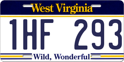 WV license plate 1HF293