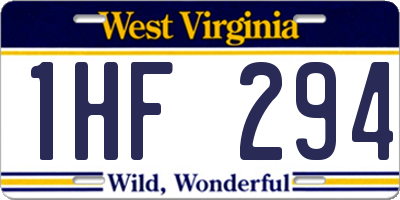 WV license plate 1HF294
