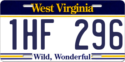 WV license plate 1HF296