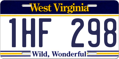 WV license plate 1HF298