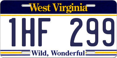 WV license plate 1HF299