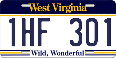 WV license plate 1HF301