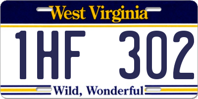WV license plate 1HF302