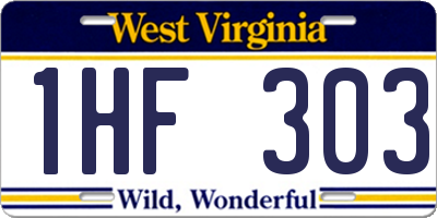 WV license plate 1HF303