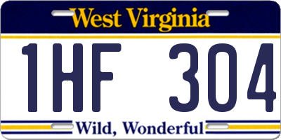 WV license plate 1HF304
