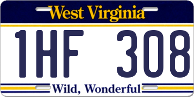 WV license plate 1HF308