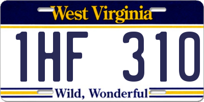 WV license plate 1HF310