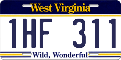 WV license plate 1HF311