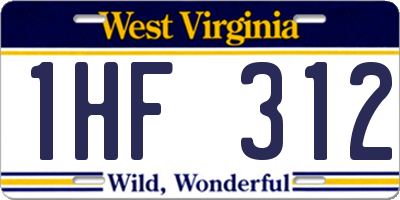 WV license plate 1HF312