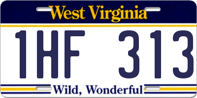 WV license plate 1HF313