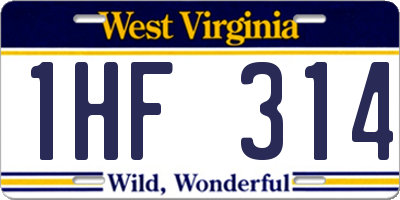 WV license plate 1HF314